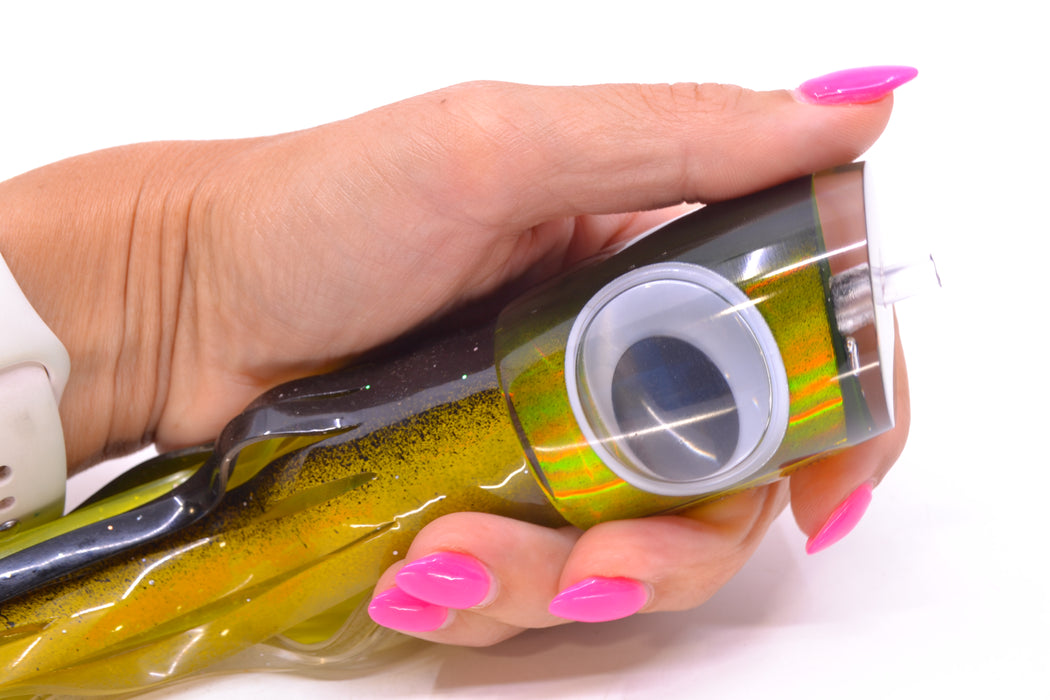 Big T Lures Black-Gold Rainbow Small Zulu Impi 12" 8oz Skirted Black-Clear/Yellow GZE