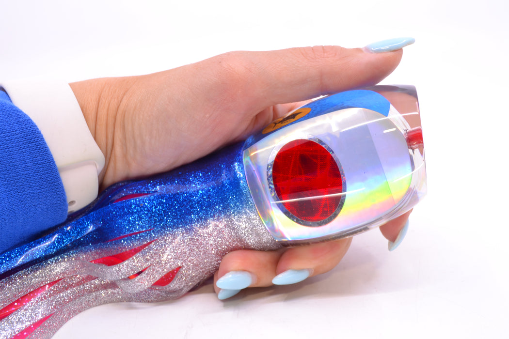 Aloha Lures Silver Rainbow Blue Back Bamboocha 12" 11.5oz Skirted Blue-Silver/Pink