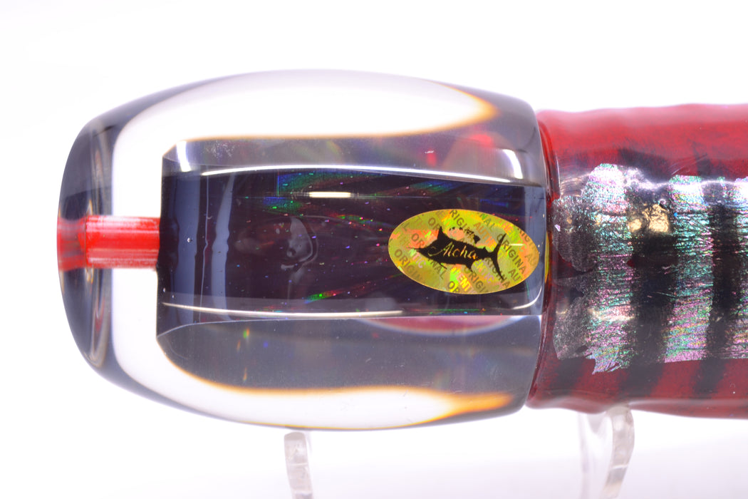 Aloha Lures Black Rainbow Bamboocha 12" 11.5oz Skirted Red Aurora