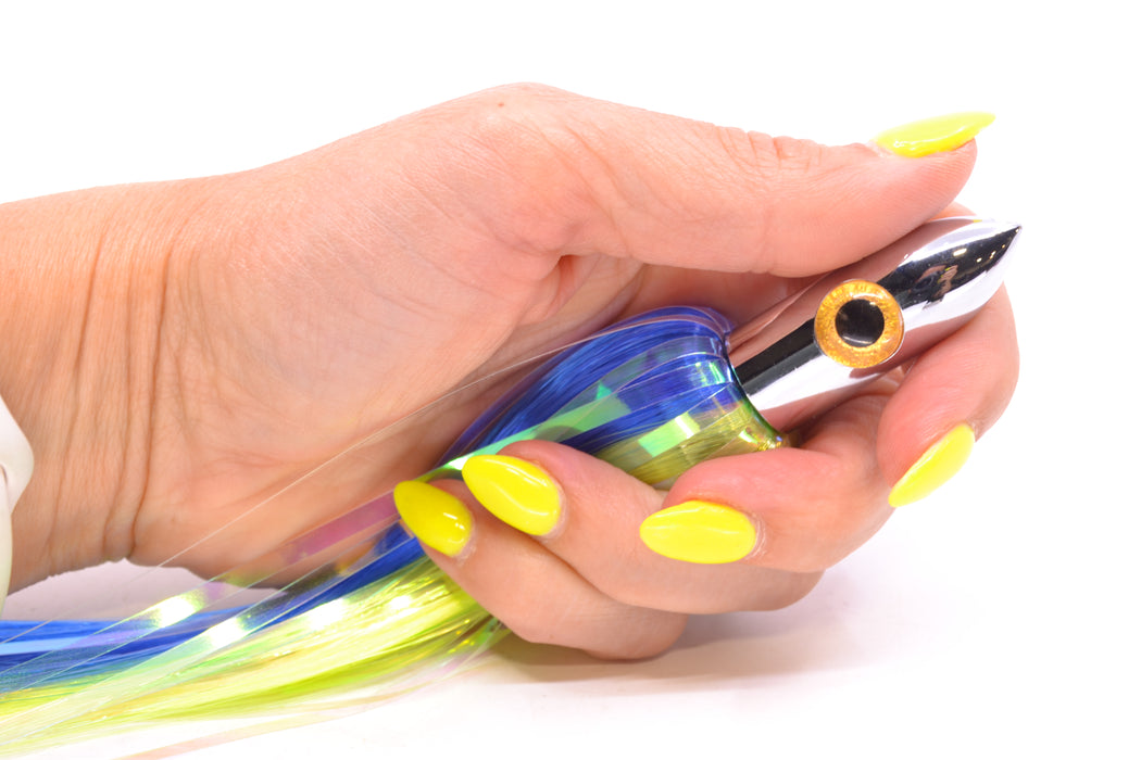 Iland Lures Blue-Chartreuse Flash Hair Chrome Head Jr. Ilander 6.75" 1.75oz JR450F-BL/CH