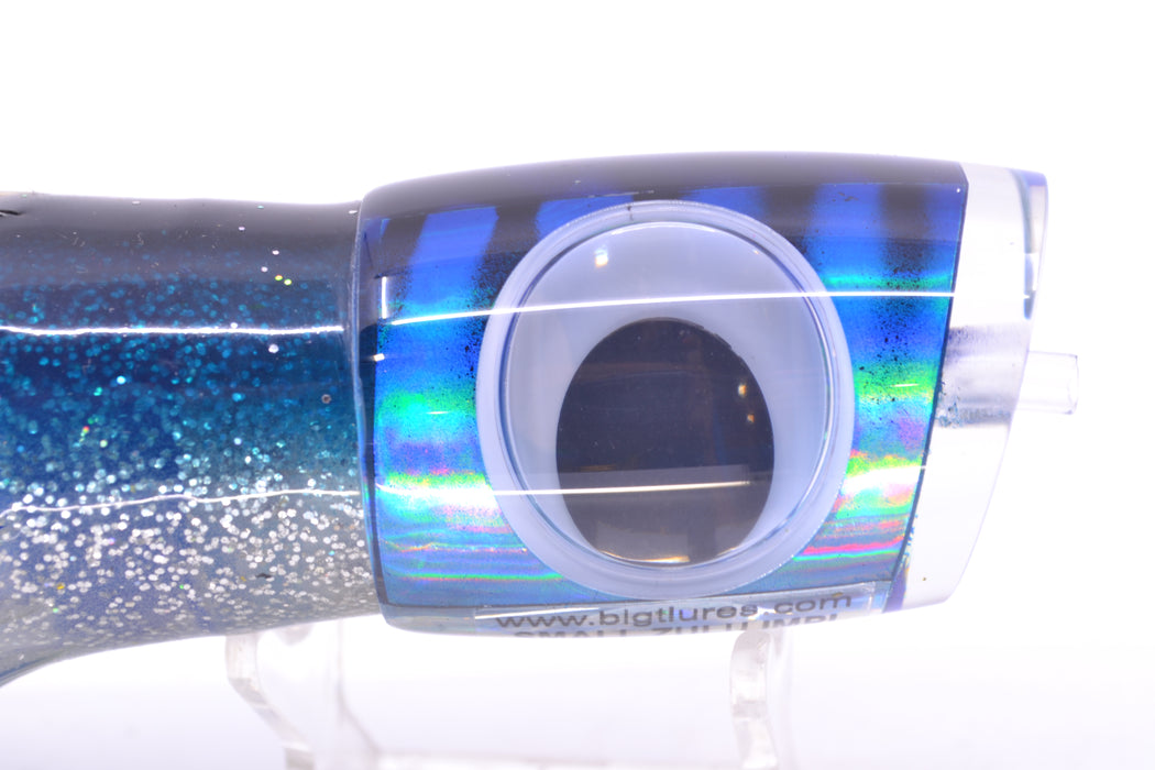 Big T Lures Blue-Silver Rainbow Pearl Black Striped Back Small Zulu Impi 12" 8oz Skirted GZE