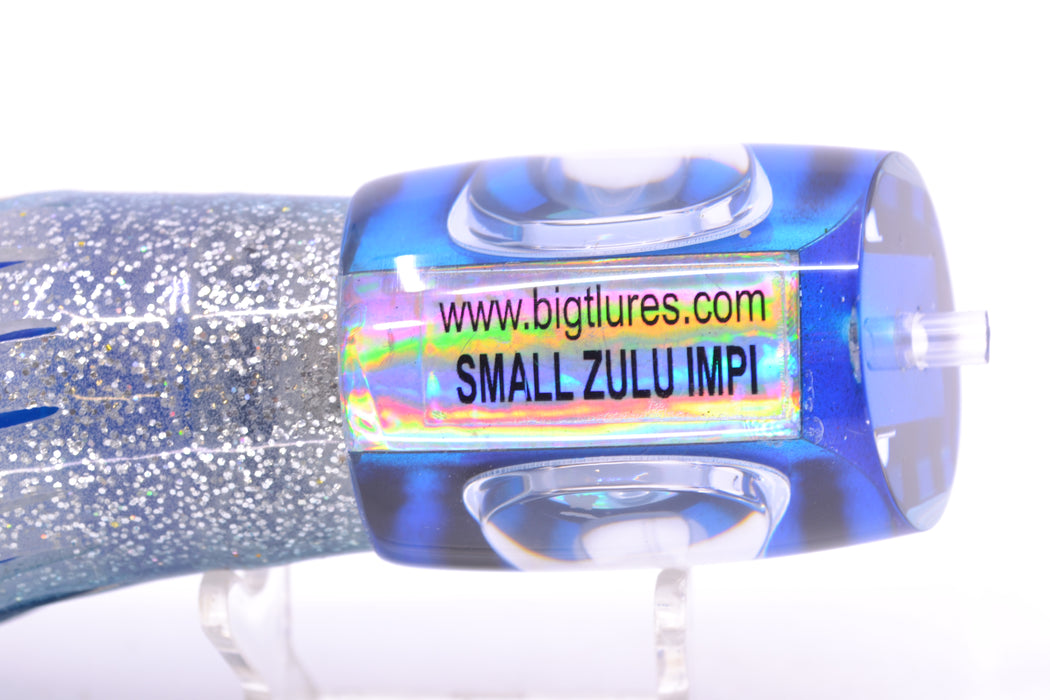 Big T Lures Blue-Silver Rainbow Pearl Black Striped Back Small Zulu Impi 12" 8oz Skirted GZE