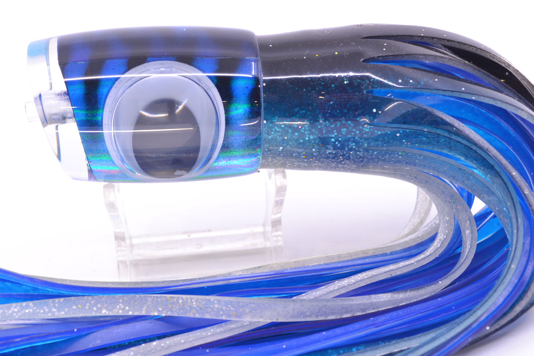 Big T Lures Blue-Silver Rainbow Pearl Black Striped Back Small Zulu Impi 12" 8oz Skirted GZE