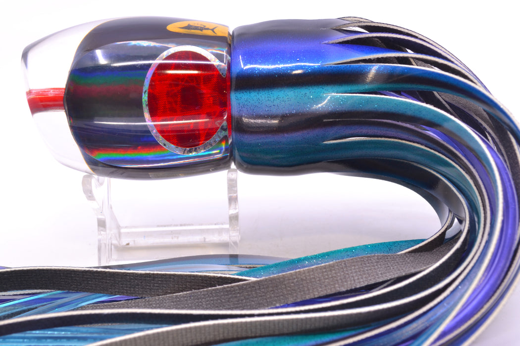 Aloha Lures Black Rainbow Bamboocha 12" 8.5oz Fire Tailz Vinyl Skipjack