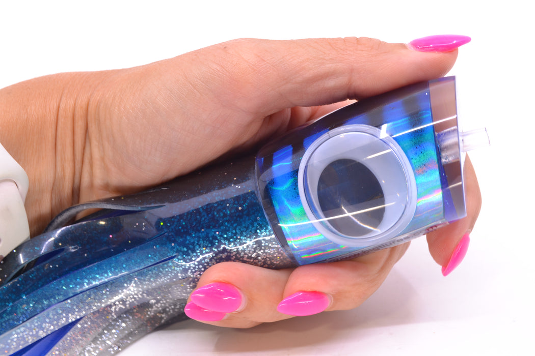 Big T Lures Blue-Silver Rainbow Pearl Black Striped Back Small Zulu Impi 12" 8oz Skirted GZE