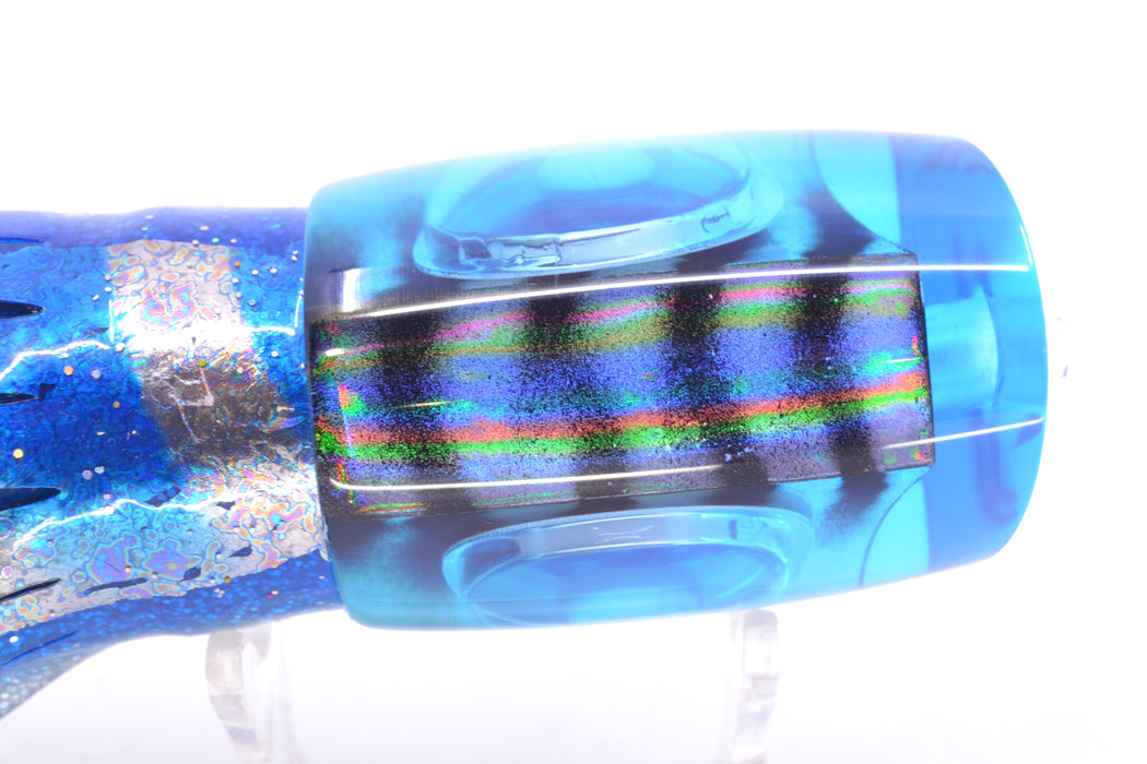 Big T Lures Ice Blue Rainbow Pearl Black Striped Back Small Zulu Impi 12" 8oz Skirted GZE