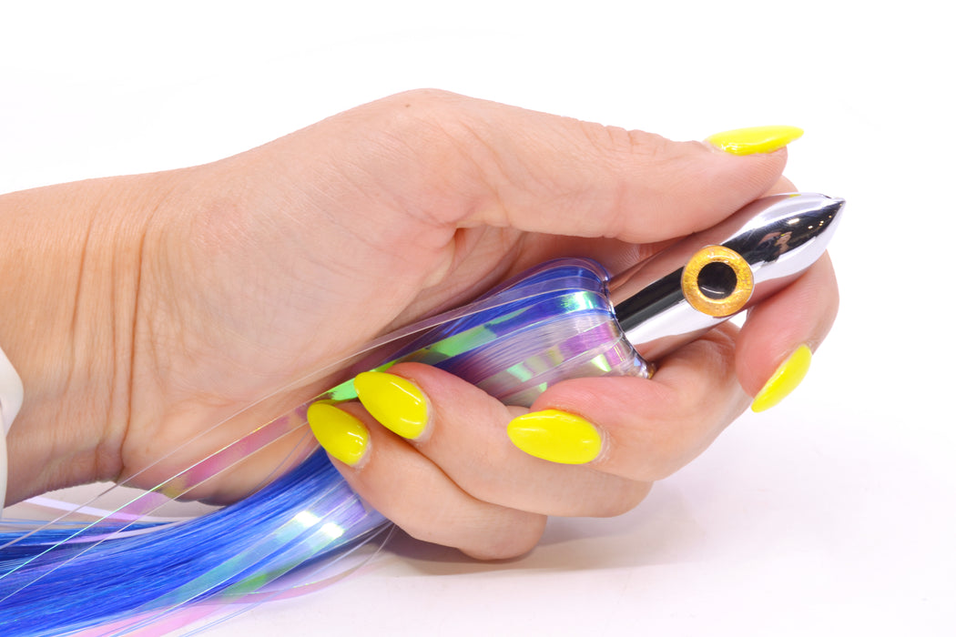 Iland Lures Blue-"Marlin" Flash Hair Chrome Head Jr. Ilander 6.75" 1.75oz JR450F-BL/MAR