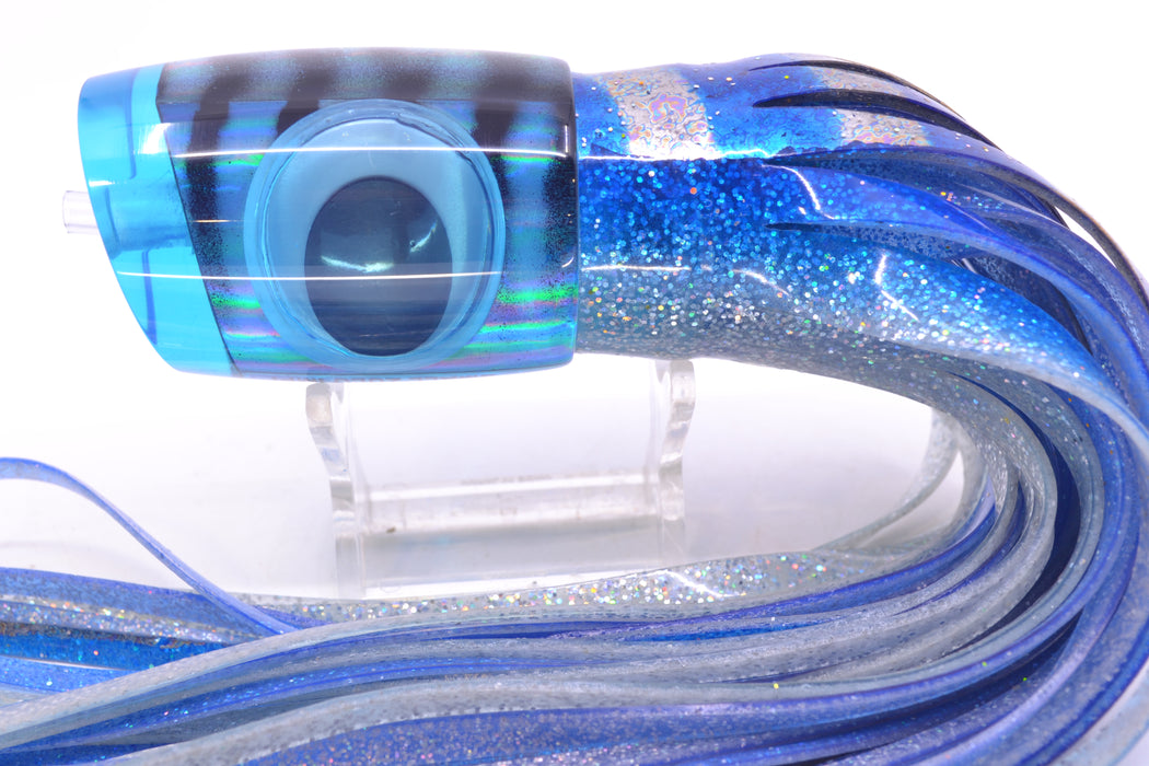 Big T Lures Ice Blue Rainbow Pearl Black Striped Back Small Zulu Impi 12" 8oz Skirted GZE
