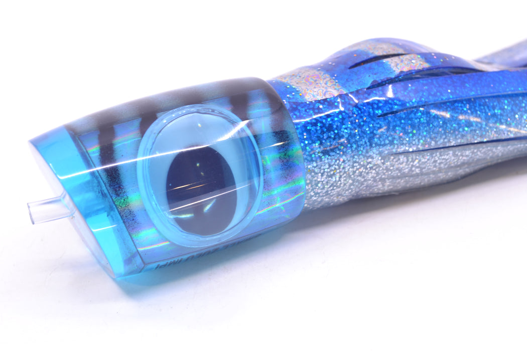 Big T Lures Ice Blue Rainbow Pearl Black Striped Back Small Zulu Impi 12" 8oz Skirted GZE