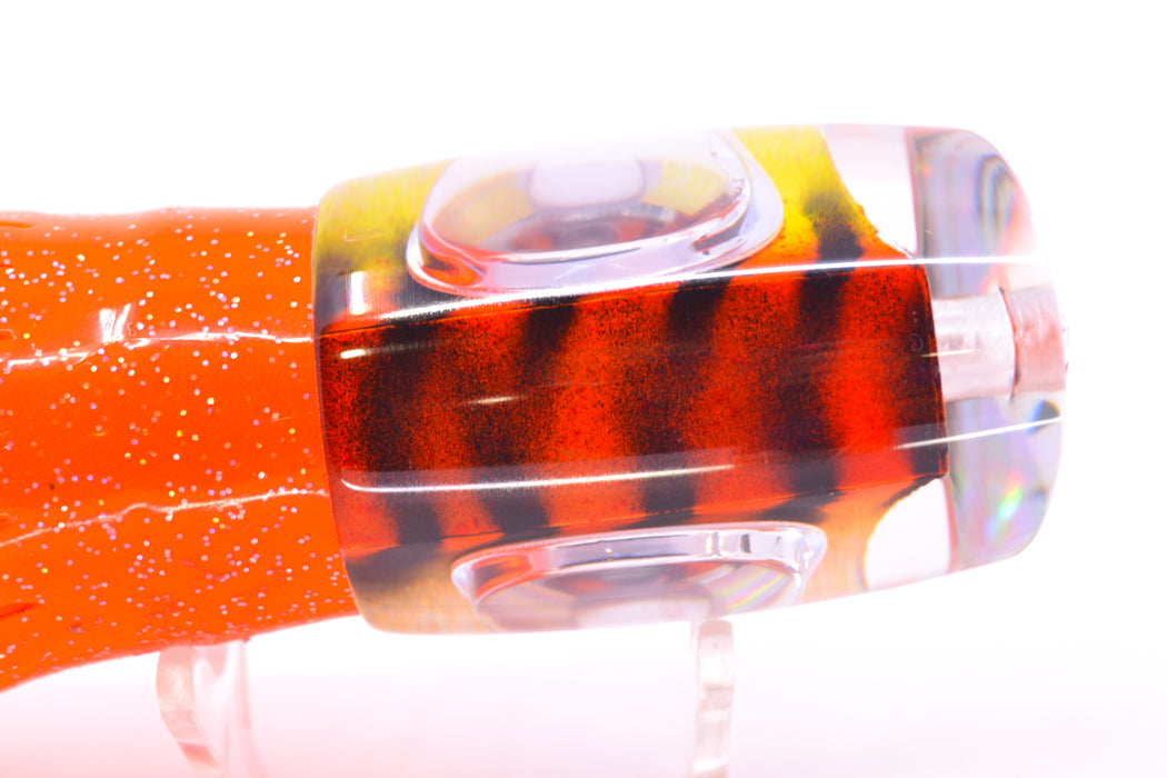 Big T Lures Orange-Yellow Rainbow Pearl Black Striped Back Small Zulu Impi 12" 8oz Skirted GZE