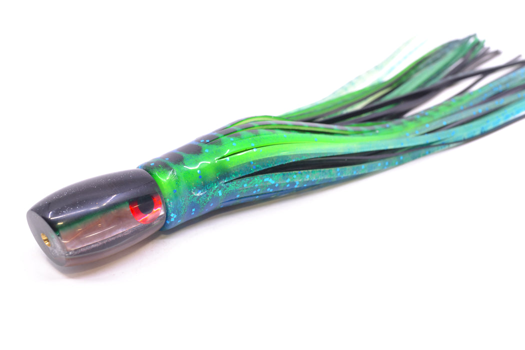 Coggin Lures Tahitian MOP Black-Green Back Maui Peanut 5.5" 3oz Skirted Black Dots-Blue Dots