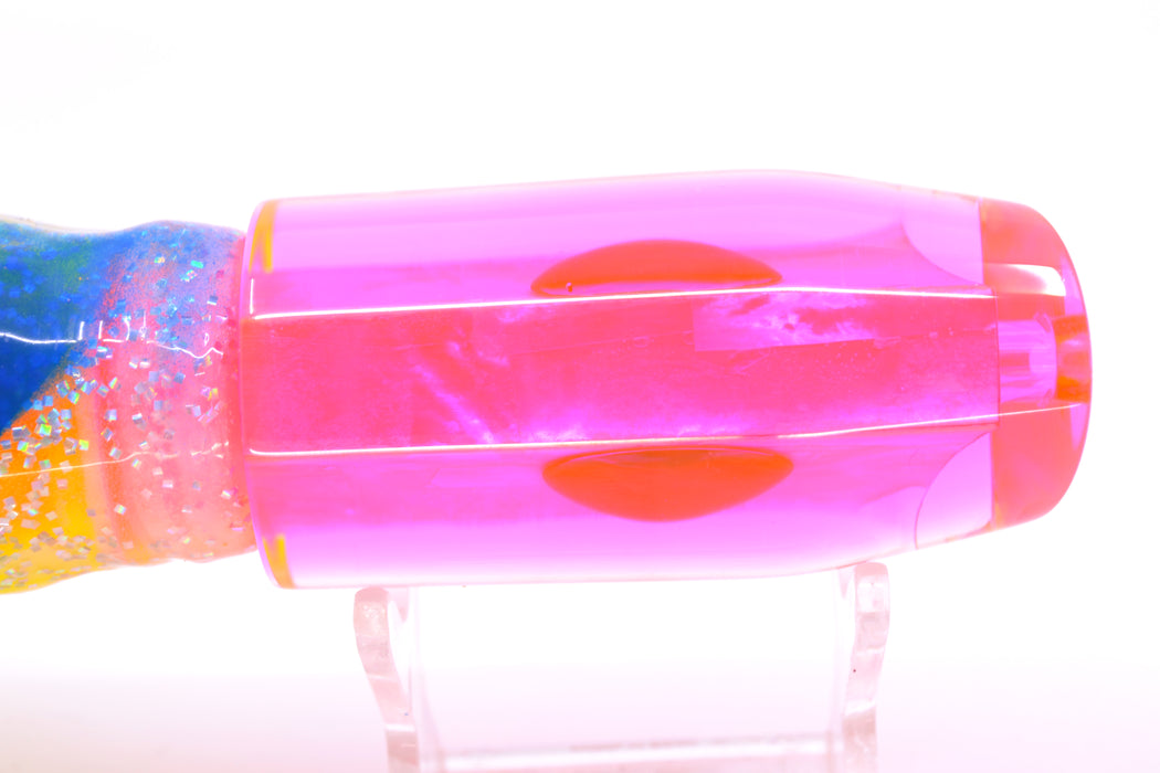 Moyes Lures Pink MOP Pink Back Red Eyes Davey Boy 12" 8oz Skirted Holo-Blue Bars/Chartreuse GZE