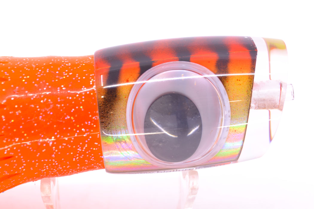 Big T Lures Orange-Yellow Rainbow Pearl Black Striped Back Small Zulu Impi 12" 8oz Skirted GZE