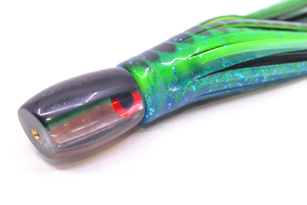 Coggin Lures Tahitian MOP Black-Green Back Maui Peanut 5.5" 3oz Skirted Black Dots-Blue Dots