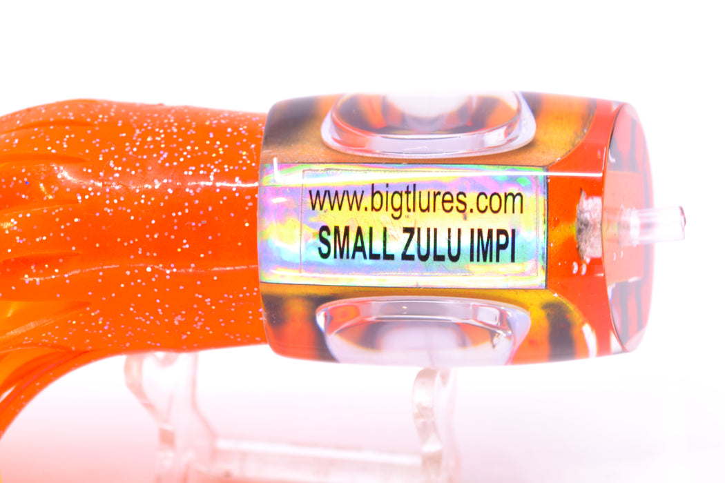 Big T Lures Orange-Yellow Rainbow Pearl Black Striped Back Small Zulu Impi 12" 8oz Skirted GZE