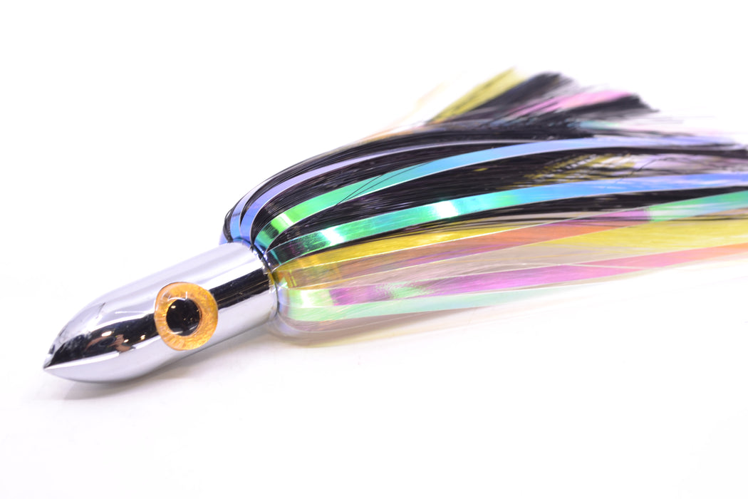Iland Lures Black-Yellow-Crystal Flash Hair Chrome Head Jr. Ilander 6.75