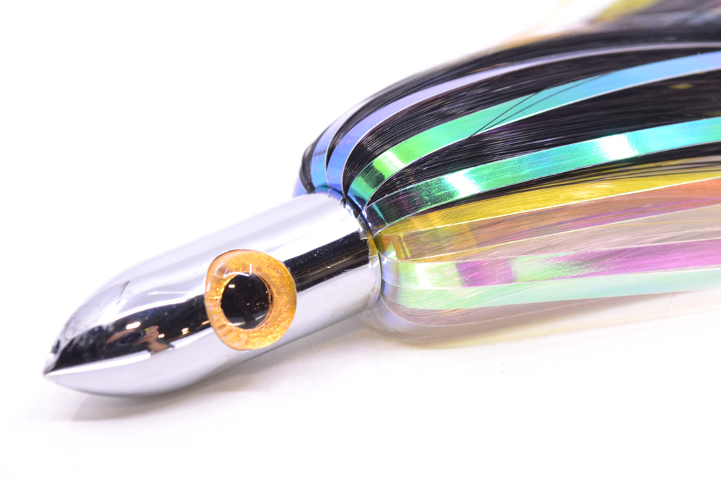 Iland Lures Black-Yellow-Crystal Flash Hair Chrome Head Jr. Ilander 6.75" 1.75oz JR450F-BK/YL/CY
