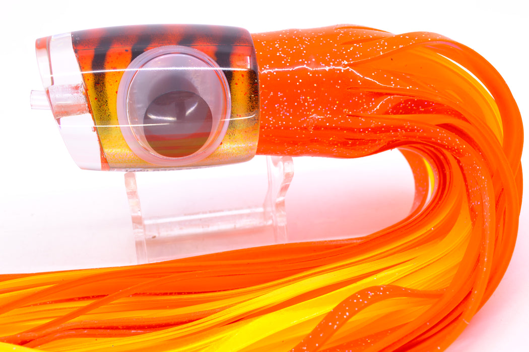 Big T Lures Orange-Yellow Rainbow Pearl Black Striped Back Small Zulu Impi 12" 8oz Skirted GZE