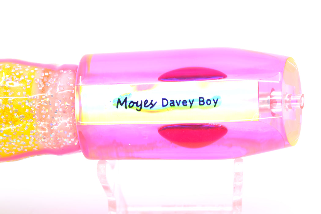 Moyes Lures Pink MOP Pink Back Red Eyes Davey Boy 12" 8oz Skirted Holo-Blue Bars/Chartreuse GZE