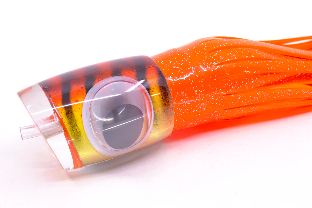 Big T Lures Orange-Yellow Rainbow Pearl Black Striped Back Small Zulu Impi 12" 8oz Skirted GZE