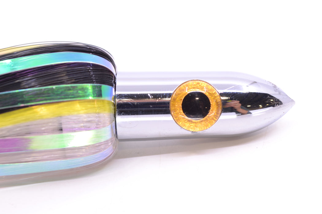 Iland Lures Black-Yellow-Crystal Flash Hair Chrome Head Jr. Ilander 6.75" 1.75oz JR450F-BK/YL/CY