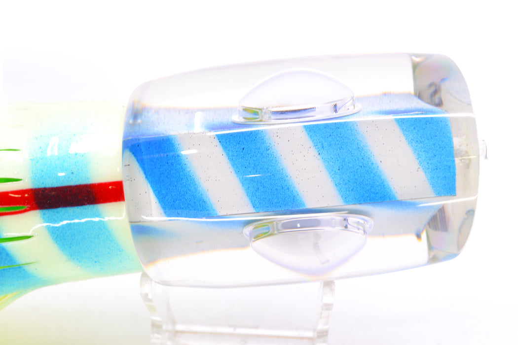 Big T Lures Silver Rainbow Pearl Blue Striped Back Large Zulu Impi 16" 14.7oz Skirted GZE