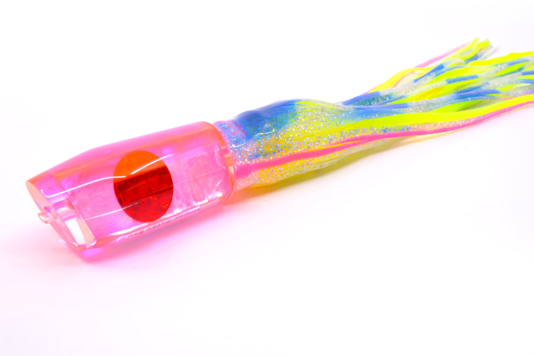Moyes Lures Pink MOP Pink Back Red Eyes Davey Boy 12" 8oz Skirted Holo-Blue Bars/Chartreuse GZE