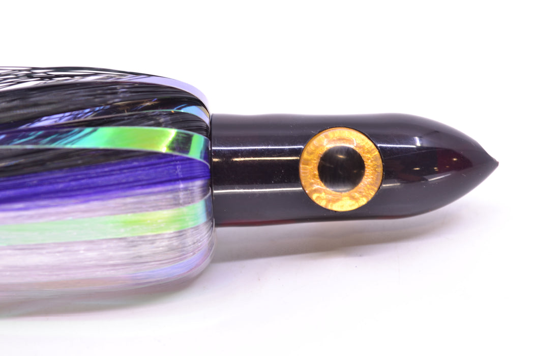 Iland Lures Black-Purple-Crystal Flash Hair Black Head Jr. Ilander 6.75" 1.75oz JR455F-BK/PL/CY