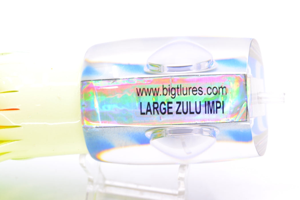 Big T Lures Silver Rainbow Pearl Blue Striped Back Large Zulu Impi 16" 14.7oz Skirted GZE
