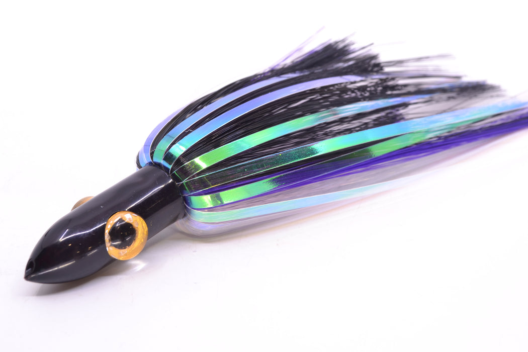 Iland Lures Black-Purple-Crystal Flash Hair Black Head Jr. Ilander 6.75" 1.75oz JR455F-BK/PL/CY