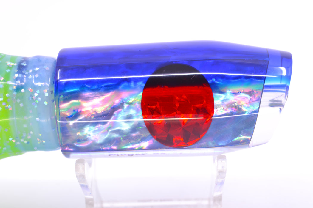 Moyes Lures Rainbow MOP Blue Back Red Eyes Davey Boy 12" 8oz Skirted Ice Blue/Rainbow GZE