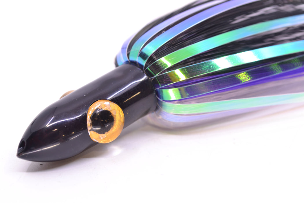 Iland Lures Black-Purple-Crystal Flash Hair Black Head Jr. Ilander 6.75" 1.75oz JR455F-BK/PL/CY