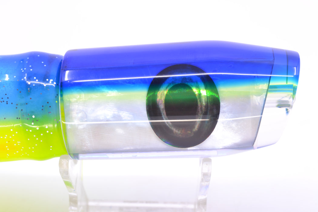 Moyes Lures White MOP Blue-Yellow Back Taxi Eyes Davey Boy 12" 8oz Skirted Blue-Lumo GZE