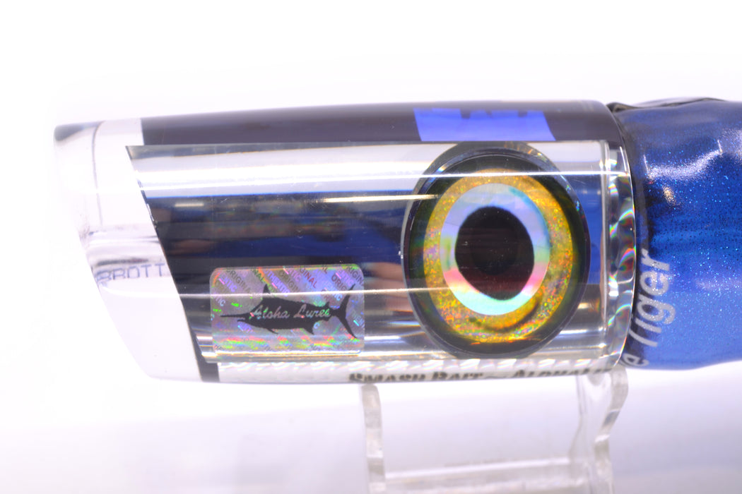 Aloha Lures Mirrored Black-Blue Back Smash Bait 14" 12.2oz FT Vinyl Blue Tiger