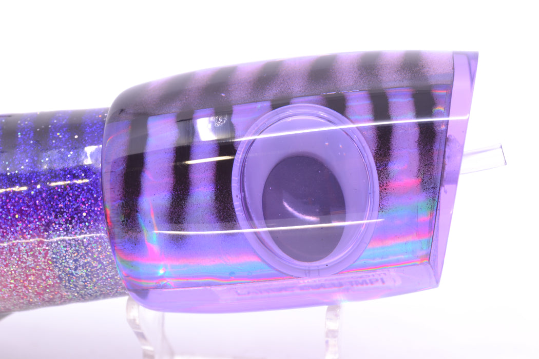 Big T Lures Purple Rainbow Pearl Black Striped Back Large Zulu Impi 16" 14.7oz Skirted GZE