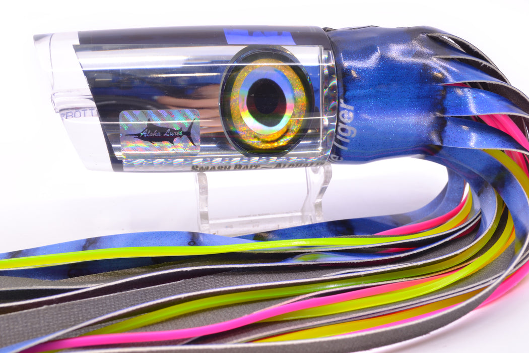 Aloha Lures Mirrored Black-Blue Back Smash Bait 14" 12.2oz FT Vinyl Blue Tiger