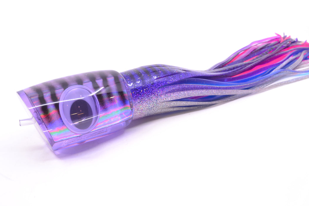 Big T Lures Purple Rainbow Pearl Black Striped Back Large Zulu Impi 16" 14.7oz Skirted GZE
