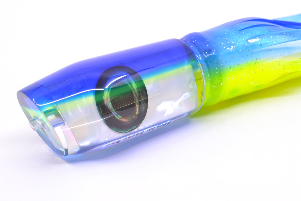 Moyes Lures White MOP Blue-Yellow Back Taxi Eyes Davey Boy 12" 8oz Skirted Blue-Lumo GZE