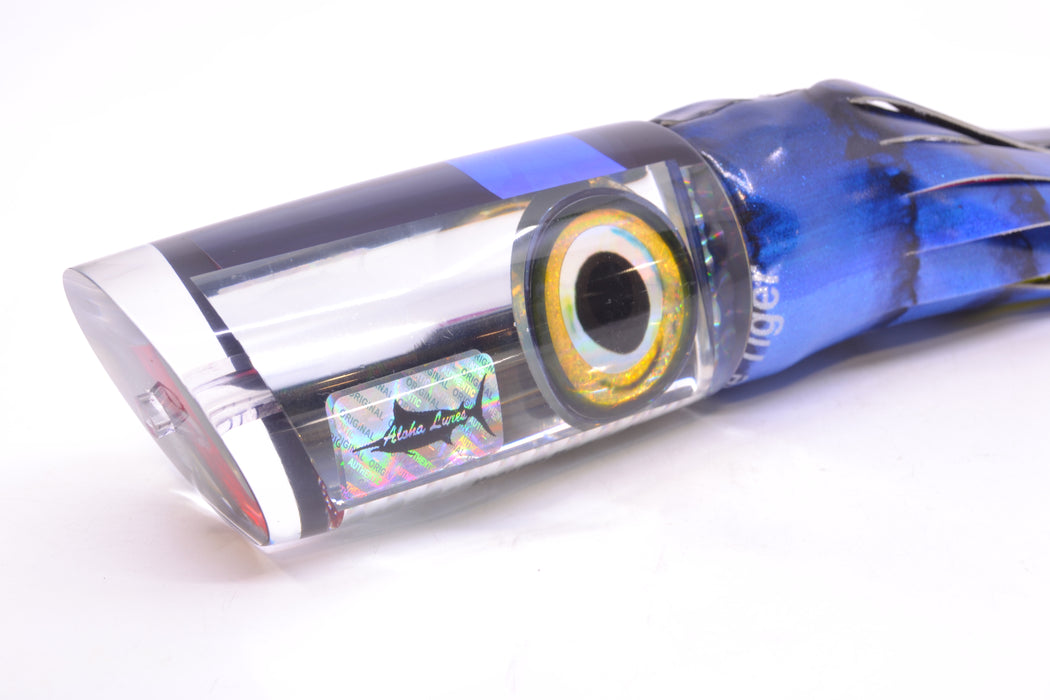 Aloha Lures Mirrored Black-Blue Back Smash Bait 14" 12.2oz FT Vinyl Blue Tiger