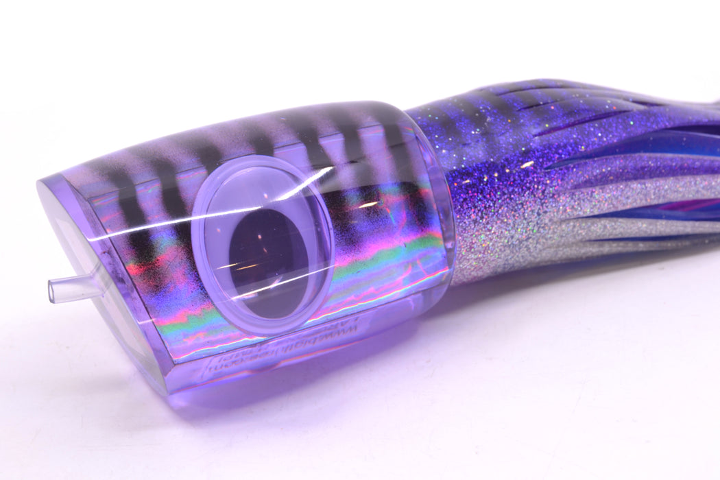 Big T Lures Purple Rainbow Pearl Black Striped Back Large Zulu Impi 16" 14.7oz Skirted GZE