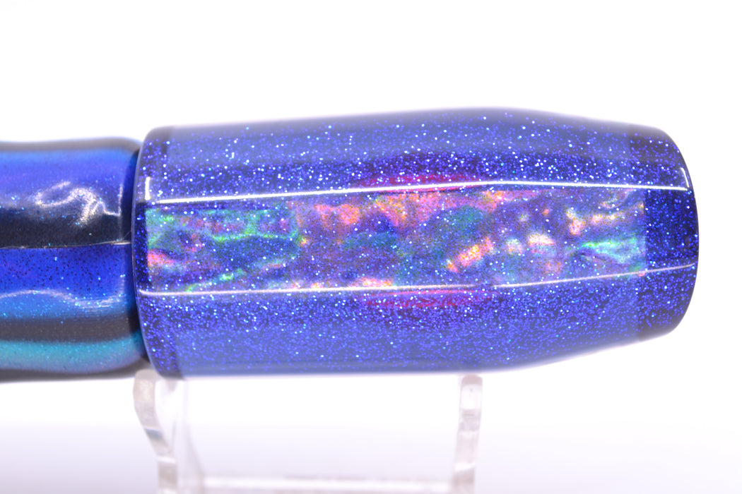 Moyes Lures Rainbow MOP Blue Glitter-Black Back Davey Boy 12" 6oz FT Vinyl Skipjack GZE