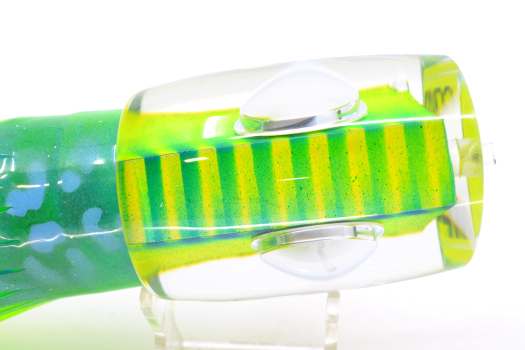 Big T Lures Yellow Pearl Green Striped Back Large Zulu Impi 16" 14.7oz Skirted Green-Yellow GZE