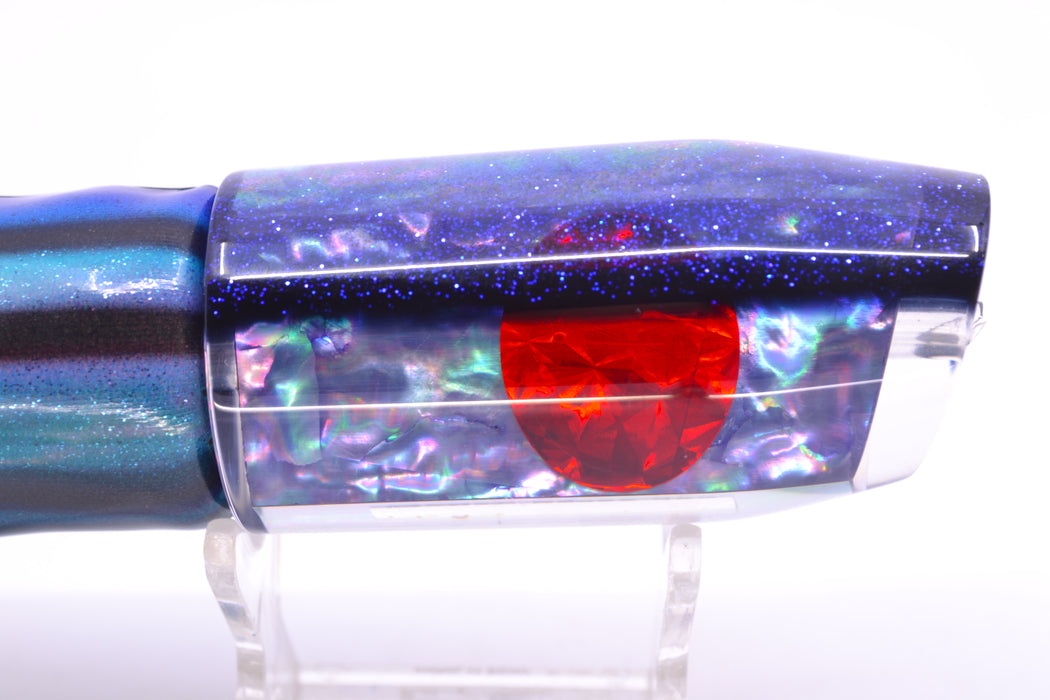 Moyes Lures Rainbow MOP Blue Glitter-Black Back Davey Boy 12" 6oz FT Vinyl Skipjack GZE