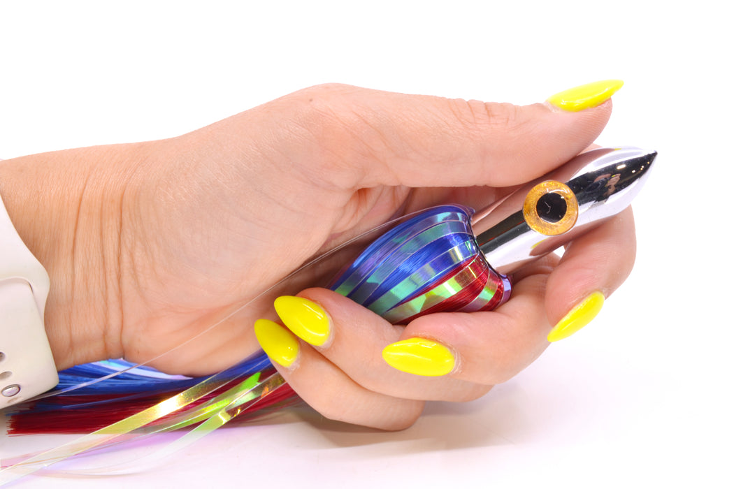 Iland Lures Blue-Red Flash Hair Chrome Head Jr. Ilander 6.75" 1.75oz JR450F-BL/RD