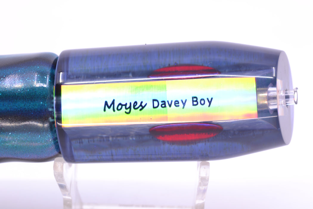 Moyes Lures Rainbow MOP Blue Glitter-Black Back Davey Boy 12" 6oz FT Vinyl Skipjack GZE