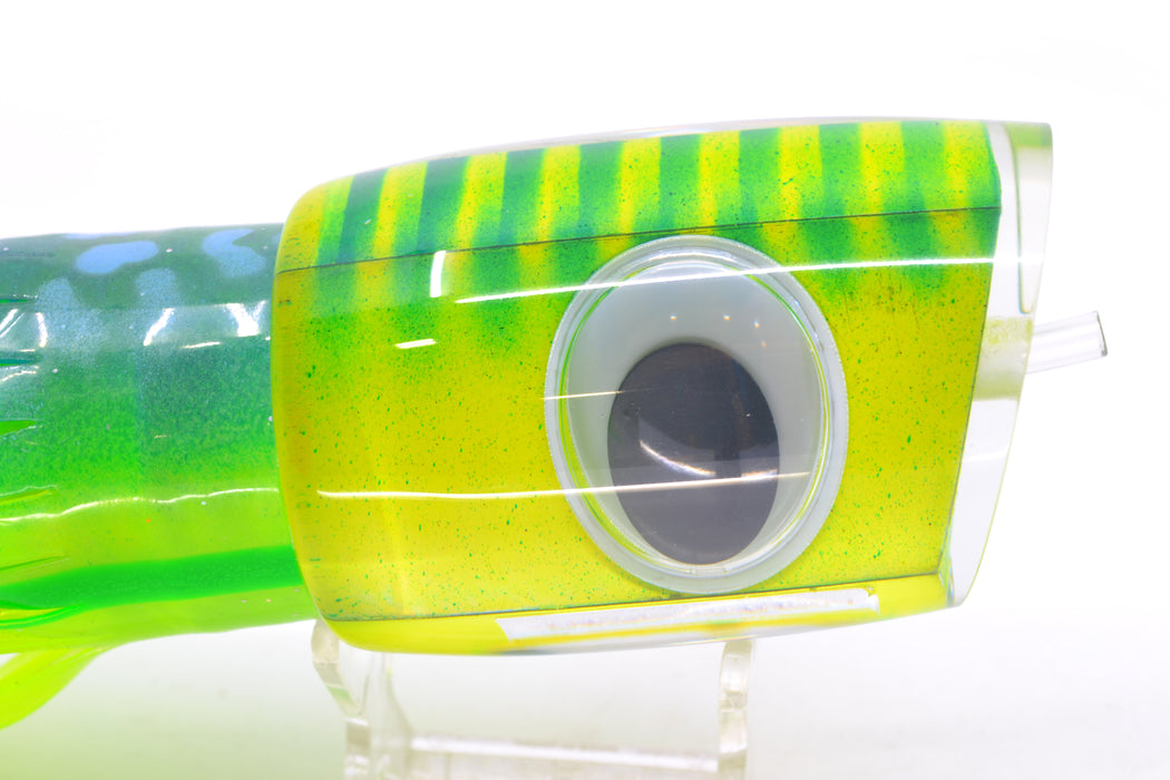 Big T Lures Yellow Pearl Green Striped Back Large Zulu Impi 16" 14.7oz Skirted Green-Yellow GZE