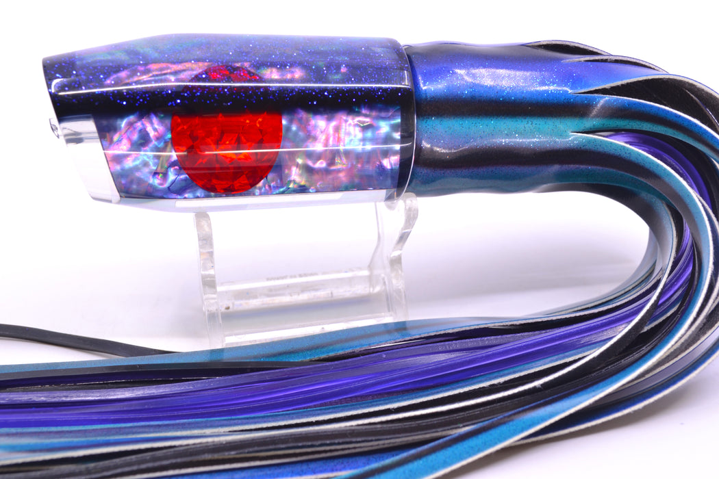 Moyes Lures Rainbow MOP Blue Glitter-Black Back Davey Boy 12" 6oz FT Vinyl Skipjack GZE