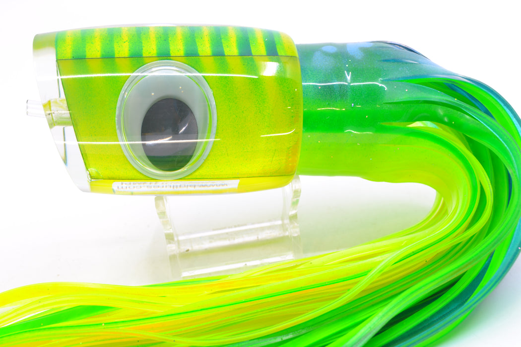 Big T Lures Yellow Pearl Green Striped Back Large Zulu Impi 16" 14.7oz Skirted Green-Yellow GZE