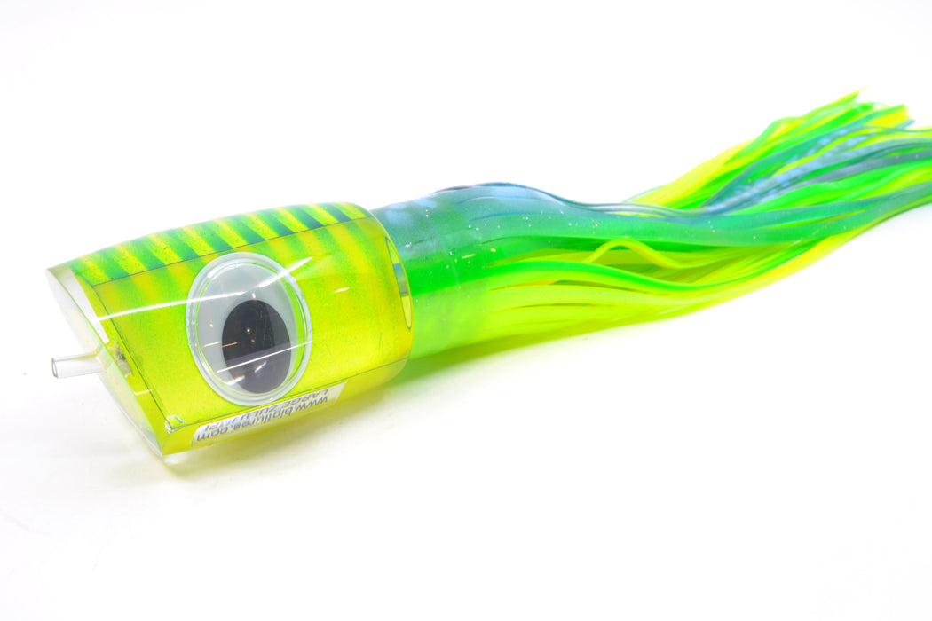 Big T Lures Yellow Pearl Green Striped Back Large Zulu Impi 16" 14.7oz Skirted Green-Yellow GZE