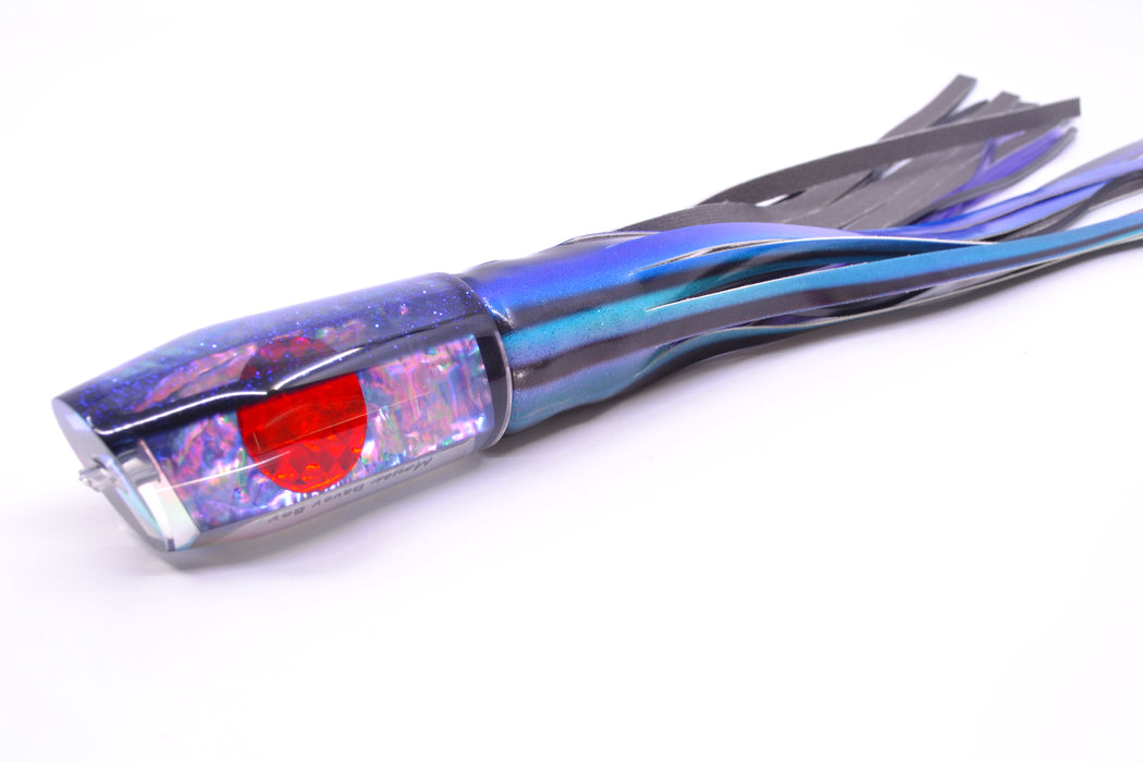 Moyes Lures Rainbow MOP Blue Glitter-Black Back Davey Boy 12" 6oz FT Vinyl Skipjack GZE
